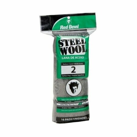 RED DEVIL #2 MEDIUM COARSE STEEL WOOL, 16PK 0315